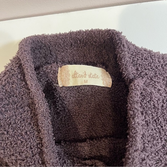 altar’d state chocolate brown teddy bear mock neck fuzzy sweater fall grunge y2k - Picture 5 of 8